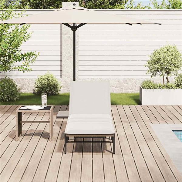 Grote foto vidaxl ligstoel met kussen beige polyrotan tuin en terras tuinmeubelen