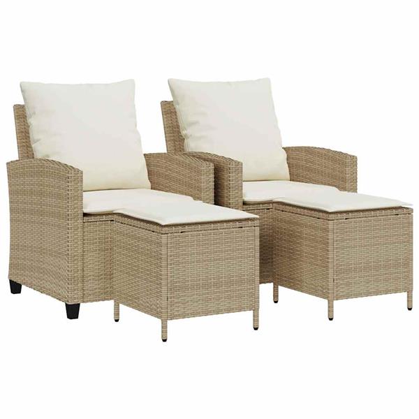 Grote foto vidaxl 4 delige tuinbankset met kussens beige polyrotan tuin en terras tuinmeubelen