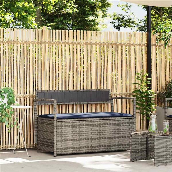 Grote foto vidaxl tuinbank met kussen grijs polyrotan tuin en terras tuinmeubelen