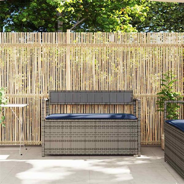 Grote foto vidaxl tuinbank met kussen grijs polyrotan tuin en terras tuinmeubelen