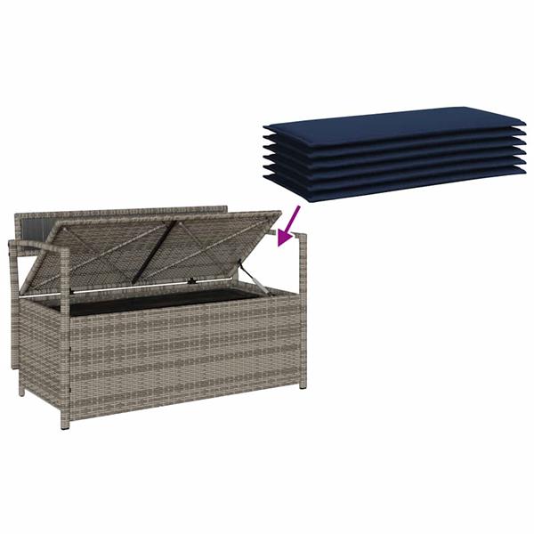 Grote foto vidaxl tuinbank met kussen grijs polyrotan tuin en terras tuinmeubelen