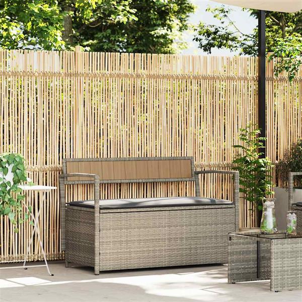 Grote foto vidaxl tuinbank met kussen lichtgrijs polyrotan tuin en terras tuinmeubelen