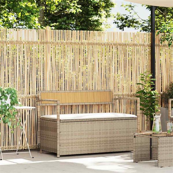 Grote foto vidaxl tuinbank met kussen beige polyrotan tuin en terras tuinmeubelen