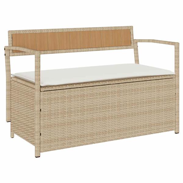 Grote foto vidaxl tuinbank met kussen beige polyrotan tuin en terras tuinmeubelen
