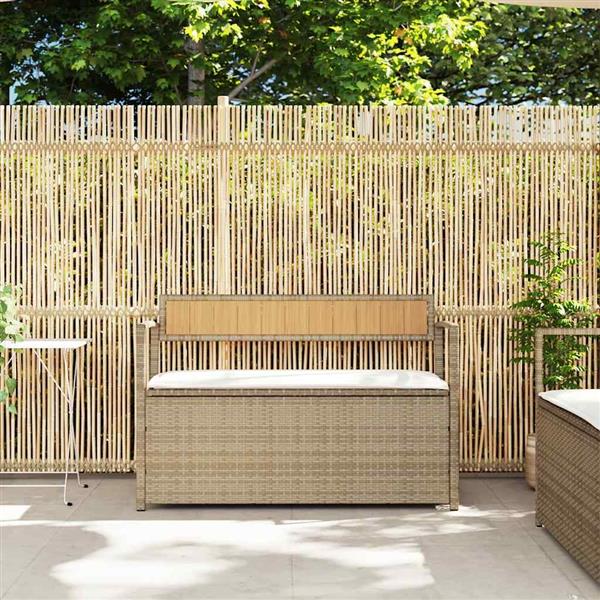 Grote foto vidaxl tuinbank met kussen beige polyrotan tuin en terras tuinmeubelen