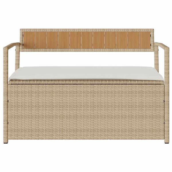 Grote foto vidaxl tuinbank met kussen beige polyrotan tuin en terras tuinmeubelen