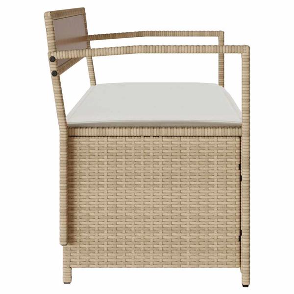 Grote foto vidaxl tuinbank met kussen beige polyrotan tuin en terras tuinmeubelen