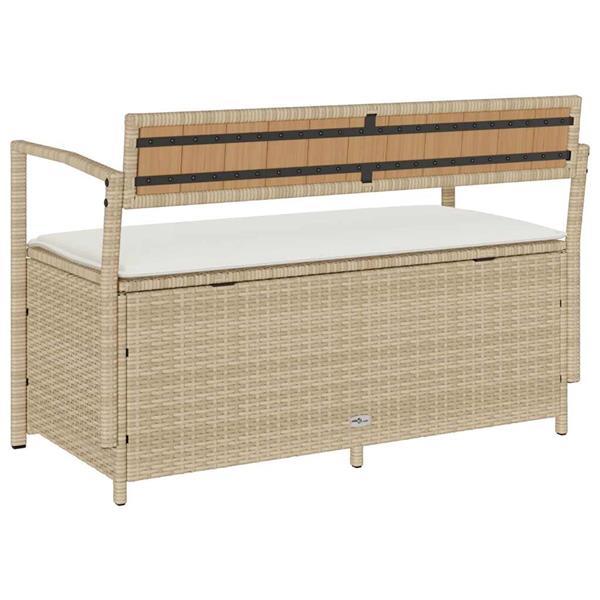 Grote foto vidaxl tuinbank met kussen beige polyrotan tuin en terras tuinmeubelen