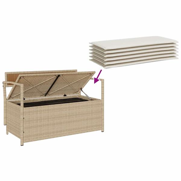 Grote foto vidaxl tuinbank met kussen beige polyrotan tuin en terras tuinmeubelen