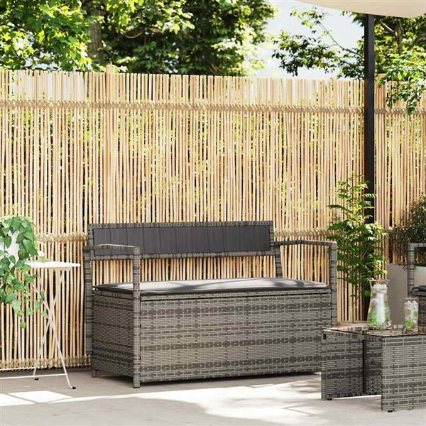 Grote foto vidaxl tuinbank met kussen grijs polyrotan tuin en terras tuinmeubelen