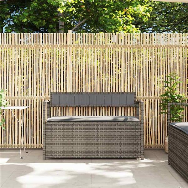 Grote foto vidaxl tuinbank met kussen grijs polyrotan tuin en terras tuinmeubelen