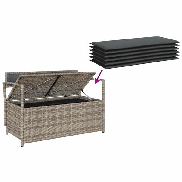 Grote foto vidaxl tuinbank met kussen grijs polyrotan tuin en terras tuinmeubelen