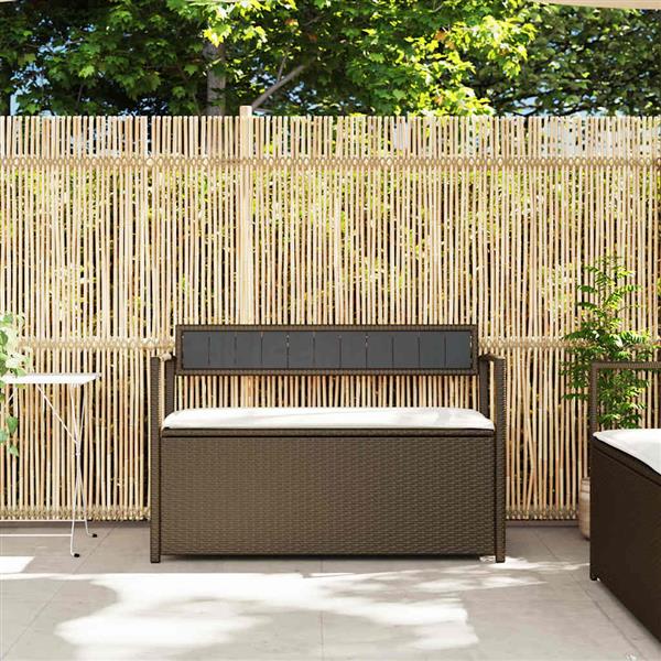 Grote foto vidaxl tuinbank met kussen bruin polyrotan tuin en terras tuinmeubelen