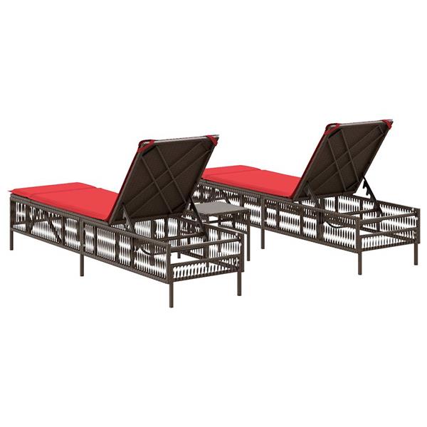 Grote foto vidaxl ligstoelen 2 stuks met tafel bruin poly rotan tuin en terras tuinmeubelen