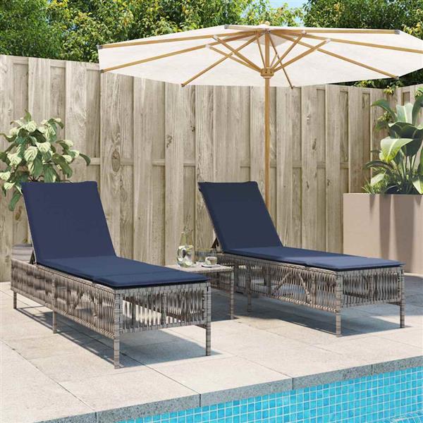 Grote foto vidaxl ligstoelen 2 stuks met tafel grijs poly rotan tuin en terras tuinmeubelen