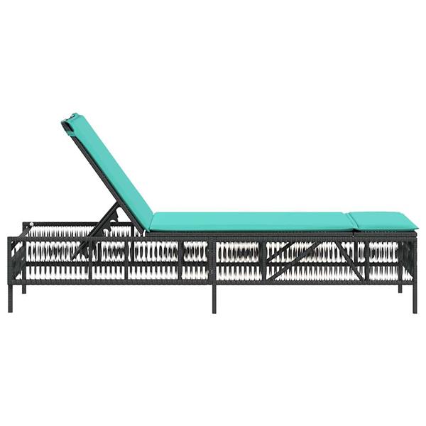 Grote foto vidaxl ligstoel met kussen zwart polyrotan tuin en terras tuinmeubelen