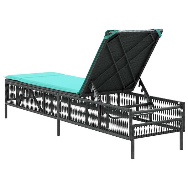 Grote foto vidaxl ligstoel met kussen zwart polyrotan tuin en terras tuinmeubelen