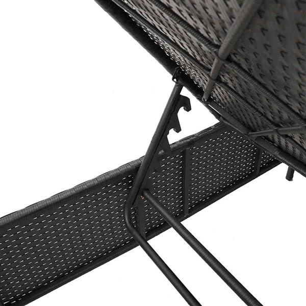 Grote foto vidaxl ligstoel met tafel en kussen zwart polyrotan tuin en terras tuinmeubelen