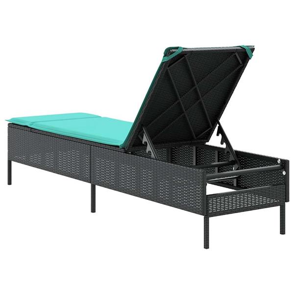 Grote foto vidaxl ligstoel met kussen zwart polyrotan tuin en terras tuinmeubelen
