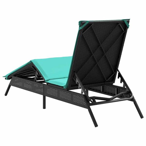 Grote foto vidaxl ligstoel met kussen zwart polyrotan tuin en terras tuinmeubelen