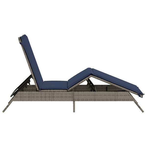 Grote foto vidaxl ligstoel met kussen grijs polyrotan tuin en terras tuinmeubelen