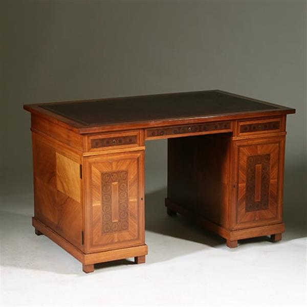 Grote foto oesterfineer ingelegd bureau met bureau stoel in bekleding naar wens no.320435 antiek en kunst stoelen en banken