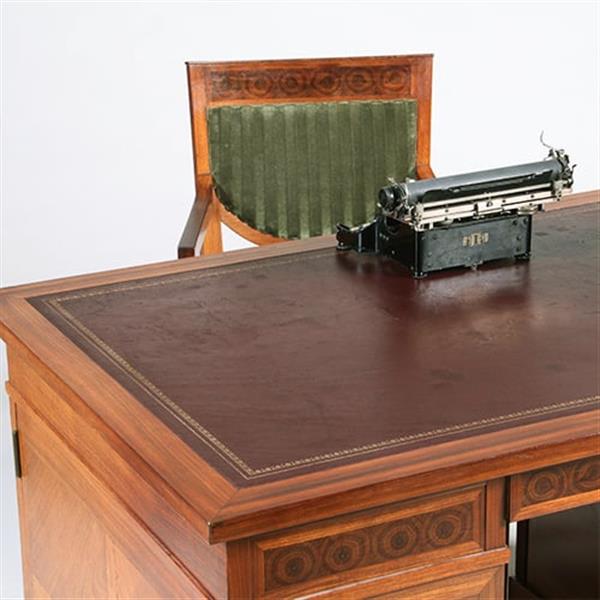 Grote foto oesterfineer ingelegd bureau met bureau stoel in bekleding naar wens no.320435 antiek en kunst stoelen en banken