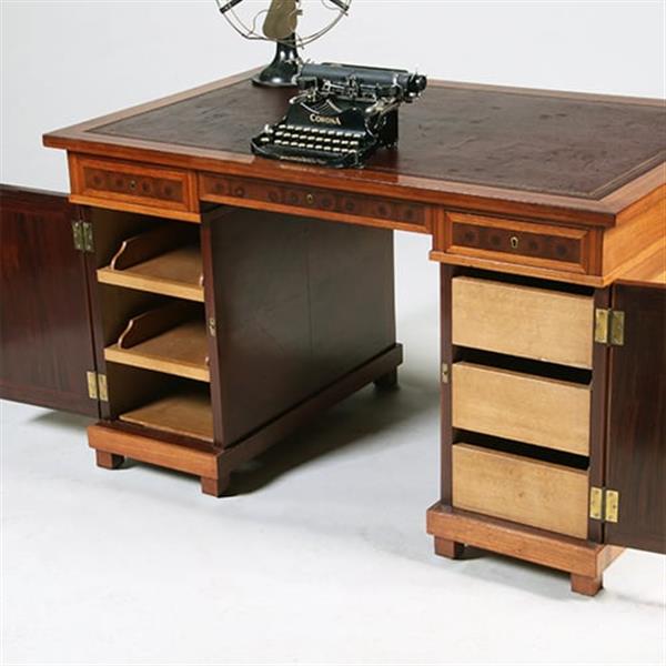 Grote foto oesterfineer ingelegd bureau met bureau stoel in bekleding naar wens no.320435 antiek en kunst stoelen en banken