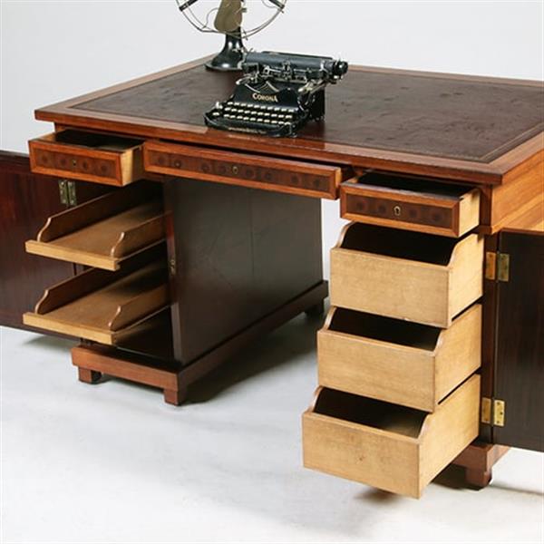Grote foto oesterfineer ingelegd bureau met bureau stoel in bekleding naar wens no.320435 antiek en kunst stoelen en banken