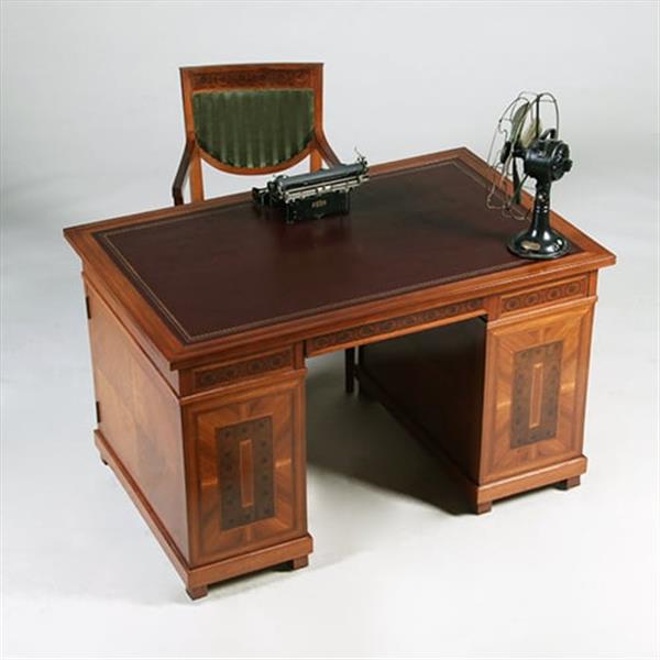 Grote foto oesterfineer ingelegd bureau met bureau stoel in bekleding naar wens no.320435 antiek en kunst stoelen en banken