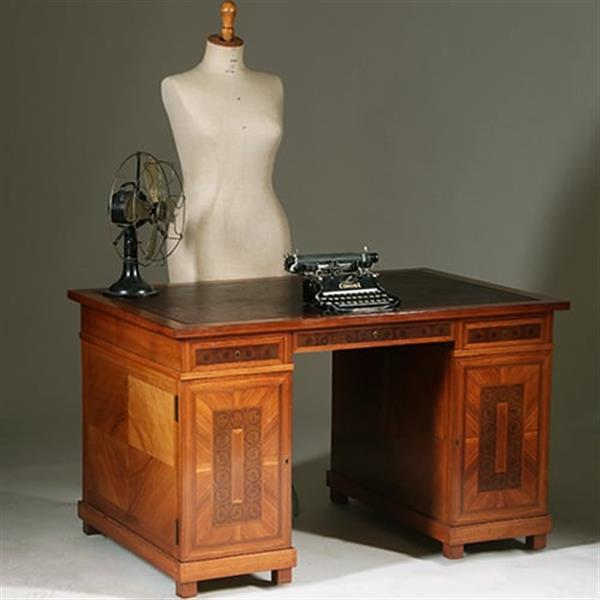 Grote foto oesterfineer ingelegd bureau met bureau stoel in bekleding naar wens no.320435 antiek en kunst stoelen en banken