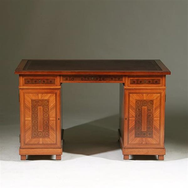 Grote foto oesterfineer ingelegd bureau met bureau stoel in bekleding naar wens no.320435 antiek en kunst stoelen en banken