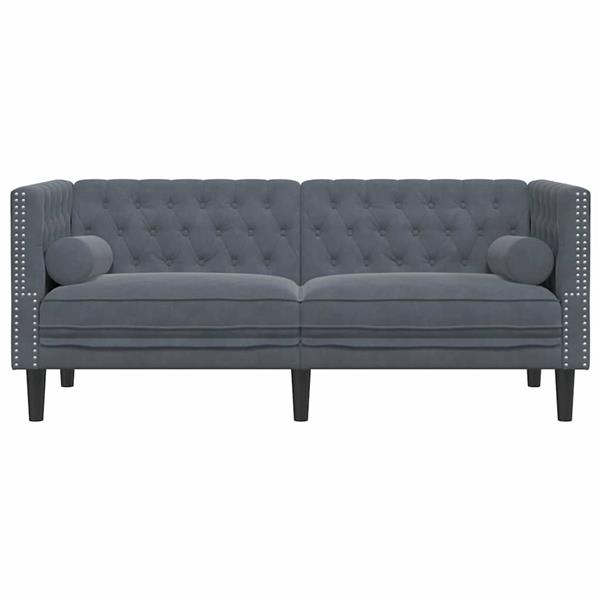 Grote foto vidaxl chesterfieldbank donkergrijs 174 x 74.5 x 70.5 cm fluweel huis en inrichting bankstellen