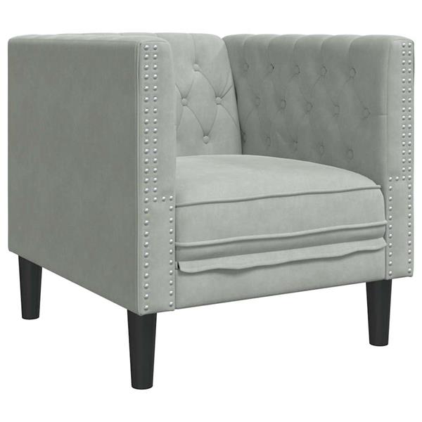 Grote foto vidaxl chesterfield bank stoel lichtgrijs 71 x 74.5 x 70.5 cm fluweel huis en inrichting bankstellen