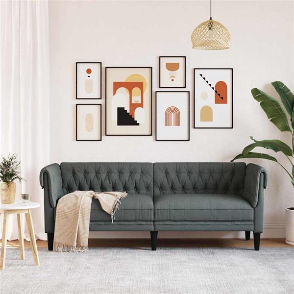 Grote foto vidaxl bank donkergrijs 201 5 x 74 5 x 74 5 cm polyester huis en inrichting bankstellen