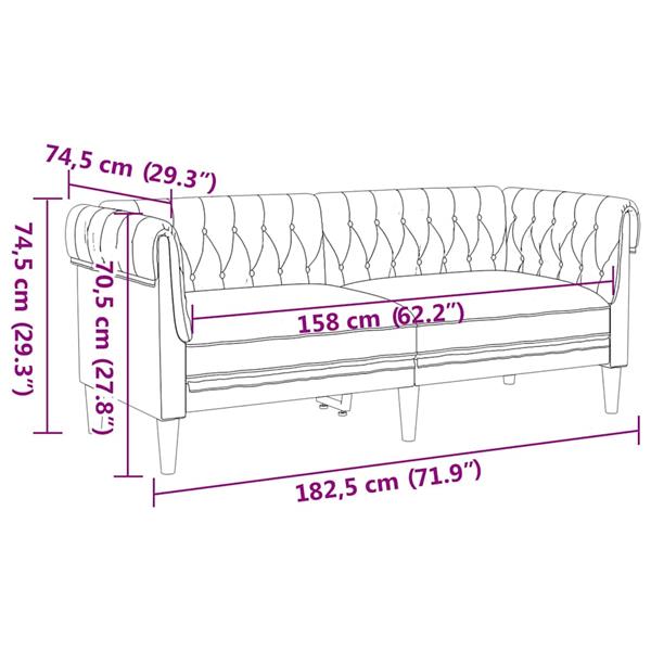 Grote foto vidaxl chesterfieldbank anders donkergrijs 182.5 x 74.5 x 74.5 cm stof huis en inrichting bankstellen