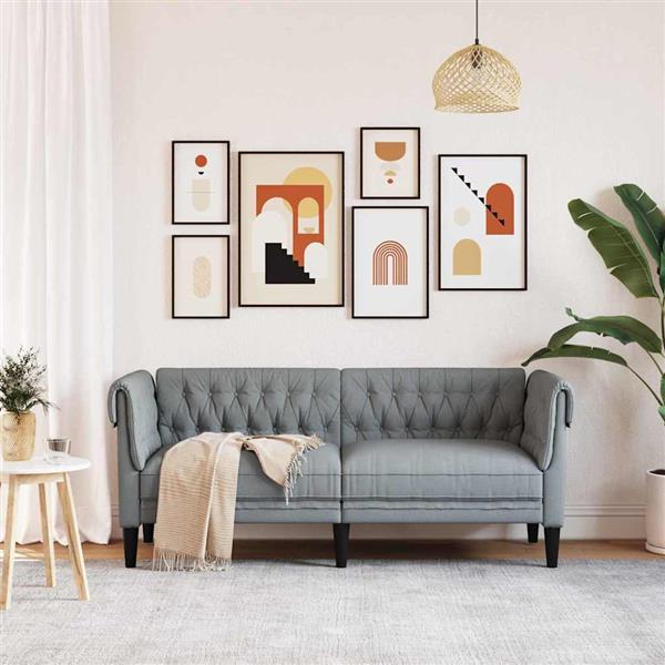 Grote foto vidaxl bank lichtgrijs 182 5 x 74 5 x 74 5 cm polyester huis en inrichting bankstellen