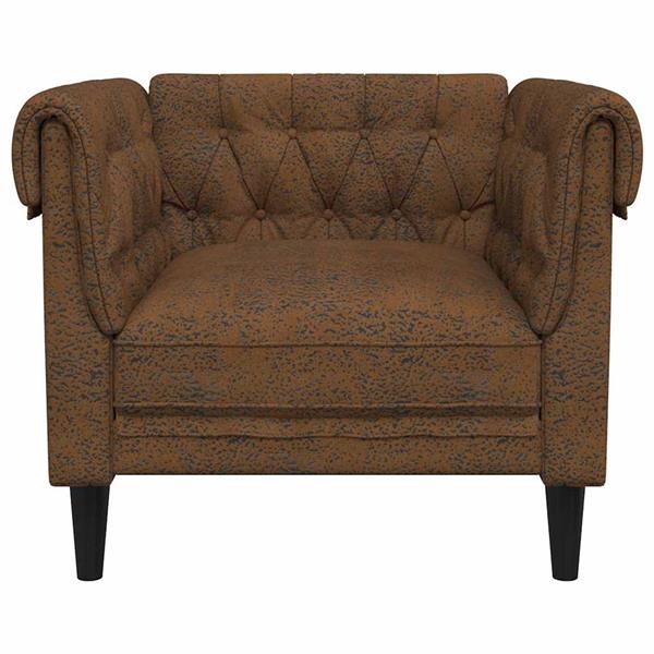 Grote foto vidaxl chesterfield bank stoel met kussen bruin 78.5 x 74.5 x 74.5 cm huis en inrichting bankstellen