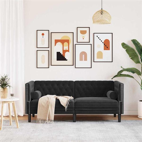 Grote foto vidaxl bank zwart 174 x 74 5 x 70 5 cm fluweel huis en inrichting bankstellen