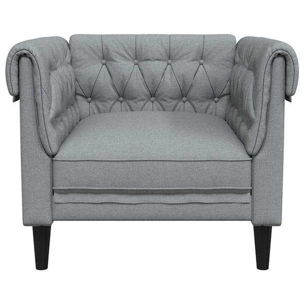 Grote foto vidaxl chesterfield bank stoel lichtgrijs 78.5 x 74.5 x 74.5 cm stof huis en inrichting bankstellen