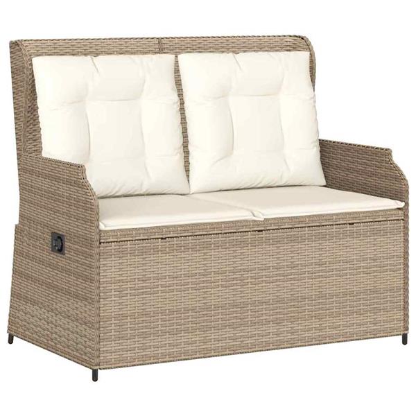 Grote foto vidaxl tuinbank met kussen beige poly riet tuin en terras tuinmeubelen