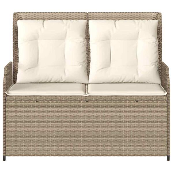 Grote foto vidaxl tuinbank met kussen beige poly riet tuin en terras tuinmeubelen