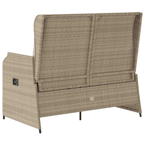 Grote foto vidaxl tuinbank met kussen beige poly riet tuin en terras tuinmeubelen