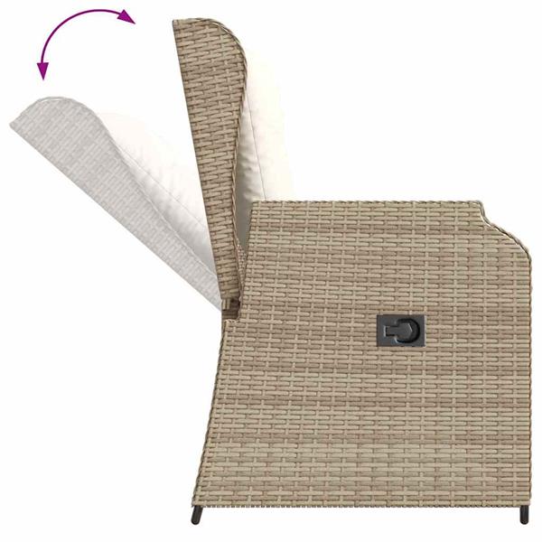 Grote foto vidaxl tuinbank met kussen beige poly riet tuin en terras tuinmeubelen