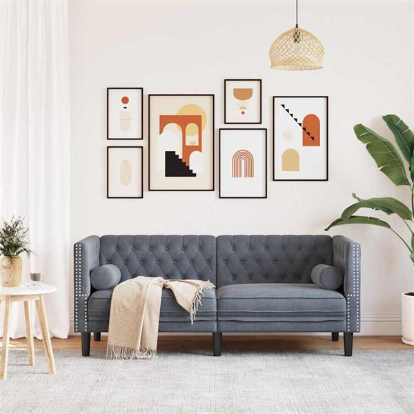 Grote foto vidaxl chesterfieldbank donkergrijs 174 x 74.5 x 70.5 cm fluweel huis en inrichting bankstellen