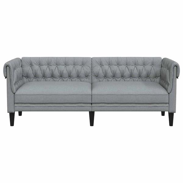 Grote foto vidaxl chesterfieldbank anders lichtgrijs 201.5 x 74.5 x 74.5 cm stof huis en inrichting bankstellen