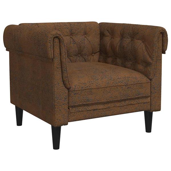 Grote foto vidaxl chesterfield bank stoel met kussen bruin 78.5 x 74.5 x 74.5 cm huis en inrichting bankstellen