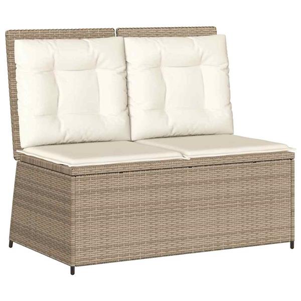 Grote foto vidaxl tuinbank met kussen beige poly riet tuin en terras tuinmeubelen