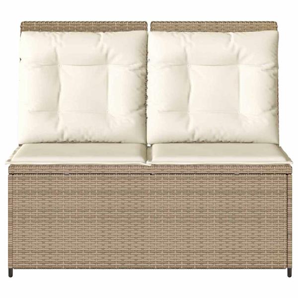 Grote foto vidaxl tuinbank met kussen beige poly riet tuin en terras tuinmeubelen