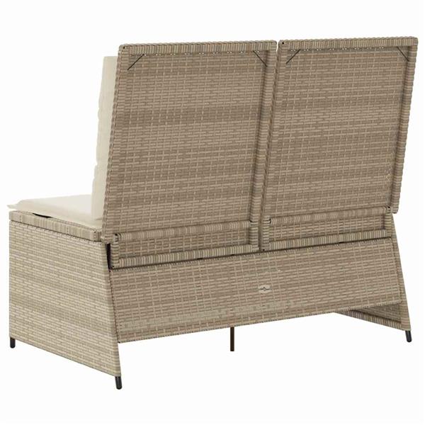 Grote foto vidaxl tuinbank met kussen beige poly riet tuin en terras tuinmeubelen